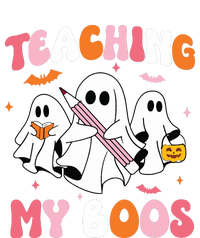 Teaching My Boos Spooky Teacher Ghost Halloween Groovy Retro Women's Racerback Cropped Tank