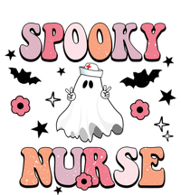 Groovy Spooky Nurse Retro Halloween Ghost Nurse Fall Scrub Cute Gift Pom Pom 12in Knit Beanie