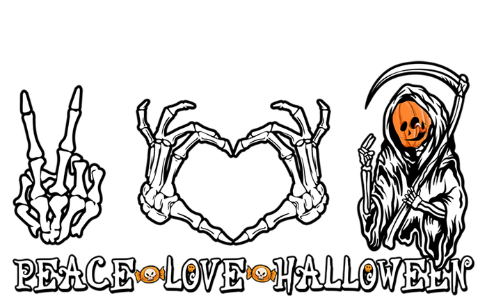 Halloween Skeleton Peace Love Halloween Pumpkin Funny Gift Ladies Long Sleeve Shirt