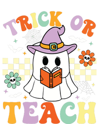 Trick Or Teach Groovy Teacher Halloween Retro Floral Ghost Canvas