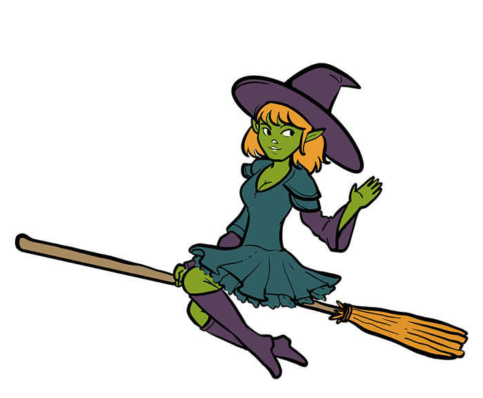 Cute Witch On A Broom Halloween Moon Gift T-Shirt