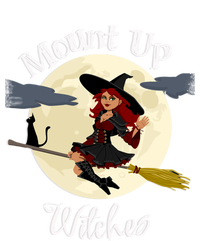 Mount Up Witches Halloween Witch On Broom Black Cat Moon Gift V-Neck T-Shirt