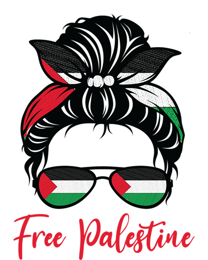 Palestine Flag Messy Bun Gift Free Palestine Cute Gift T-Shirt