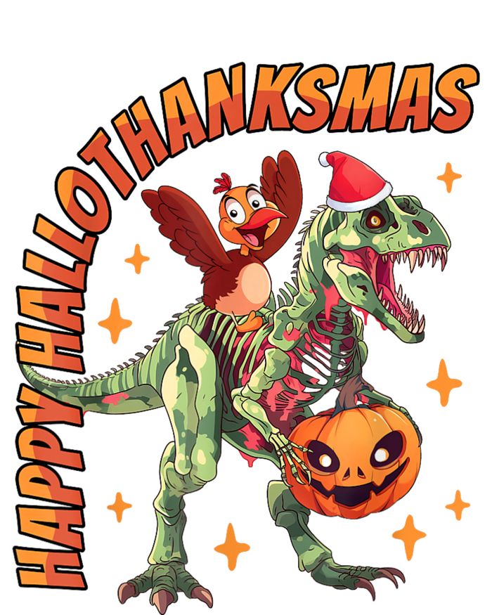 Happy Hallothanksmas Trex Halloween Thanksgiving Christmas Sustainable Bucket Hat