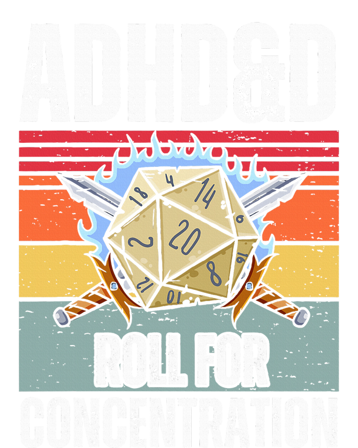 Retro Vintage ADHD&D Roll For Concentration Funny Gamer Tall Hoodie