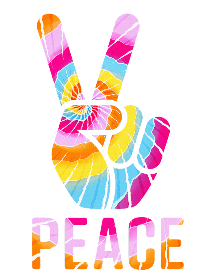 Retro 60’s 70’s Tie Dye Peace V Hand Sign Hippie Graphic Women's Tri-Blend 3/4-Sleeve Raglan Shirt