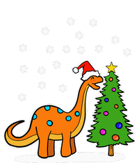 Christmas Brachiosaurus Dinosaur eating a Christmas Tree Women's Racerback Cropped Tank