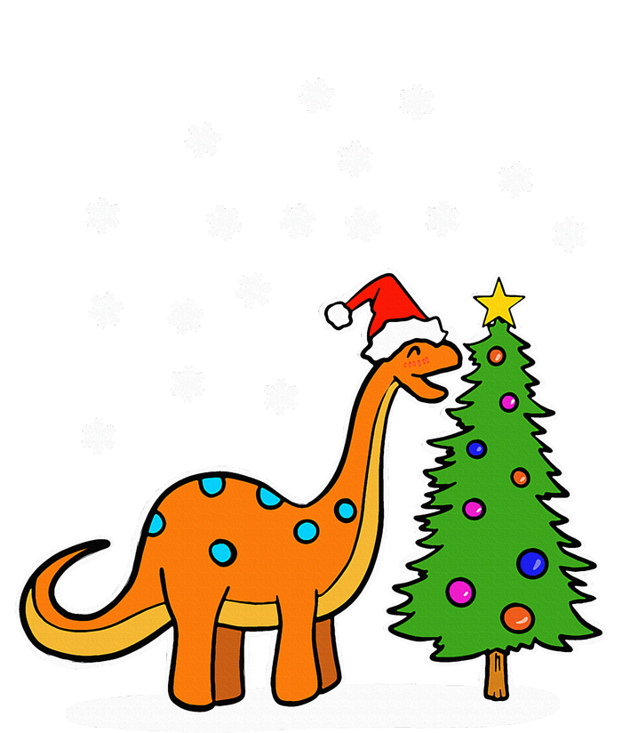 Christmas Brachiosaurus Dinosaur eating a Christmas Tree Women's Racerback Cropped Tank