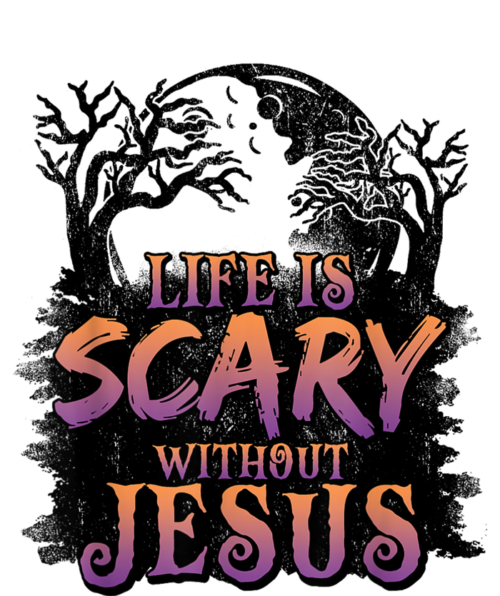 Life Is Scary Without Jesus Funny Halloween Christian Cooling Performance Crew T-Shirt