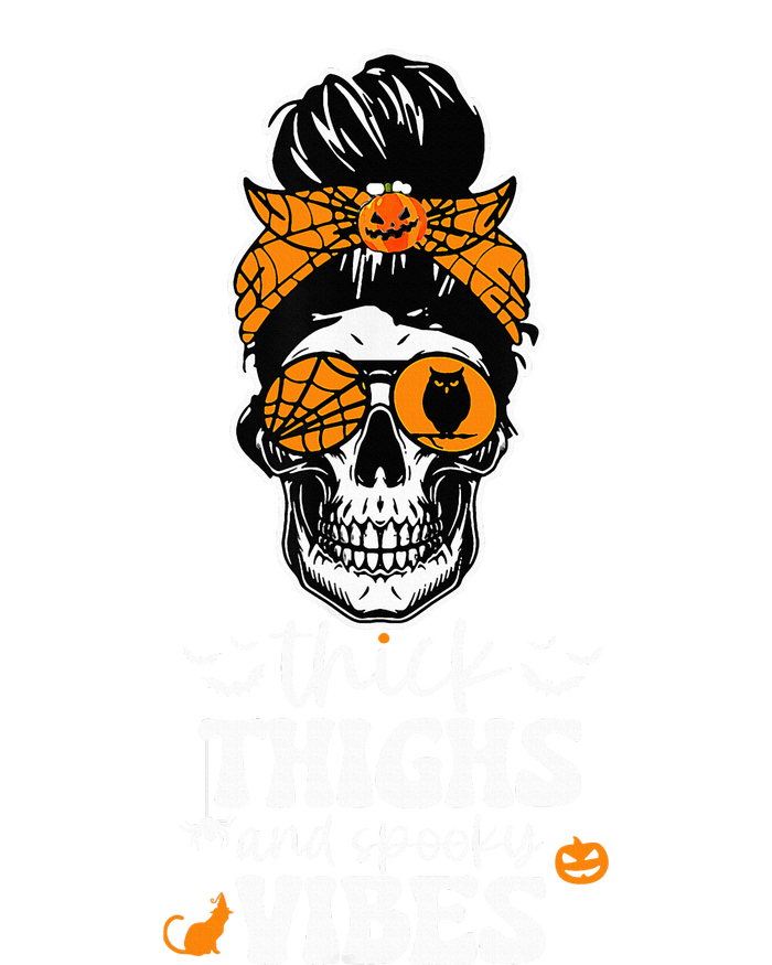 Thick Thighs and Spooky Vibes Messy Bun Girl Funny Halloween Tank Top