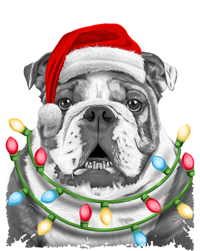 English Bulldog Santa Christmas Tree Lights Xmas Dog Cool Gift T-Shirt