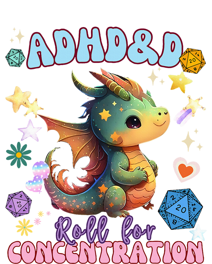 ADHD&D Roll For Concentration Cute Watercolor Dragon Sustainable Beanie