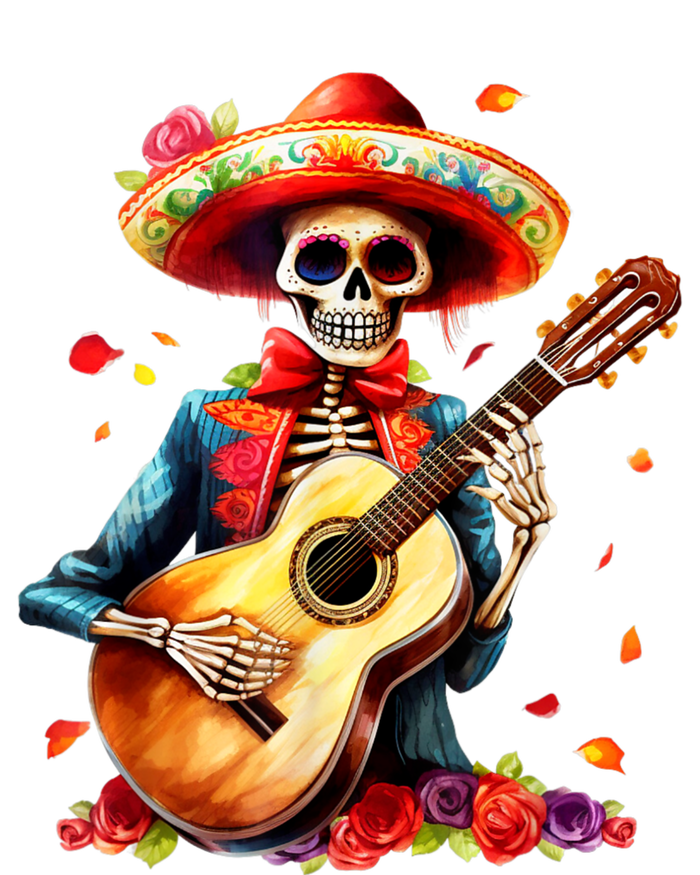 Floral Guitar Dia De Los Muertos Cute Mariachi Day Of Dead Kids Long Sleeve Shirt