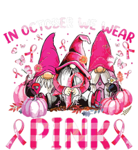 In October We Wear Pink Gnomes Breast Cancer Funny Halloween Women's Crop Top Tee