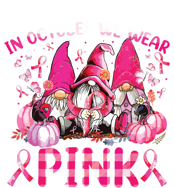 In October We Wear Pink Gnomes Breast Cancer Funny Halloween Women's Crop Top Tee