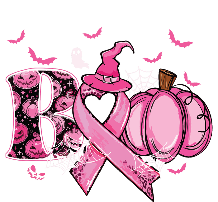 Boo Pumpkin Pink Ribbon Witch Breast Cancer Ghost Halloween Kids Long Sleeve Shirt