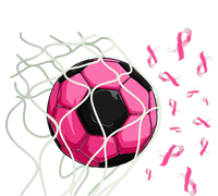 Soccer Ball In Goal Pink Ribbons Breast Cancer Awareness Day T-Shirt