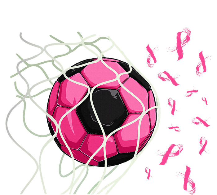 Soccer Ball In Goal Pink Ribbons Breast Cancer Awareness Day T-Shirt