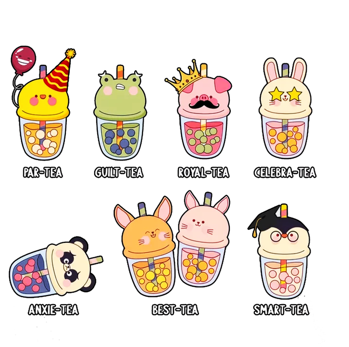 Tea Life Funny Cute Milk Tea Cup Milk Tea Lover Humorous Puns Sustainable Bucket Hat