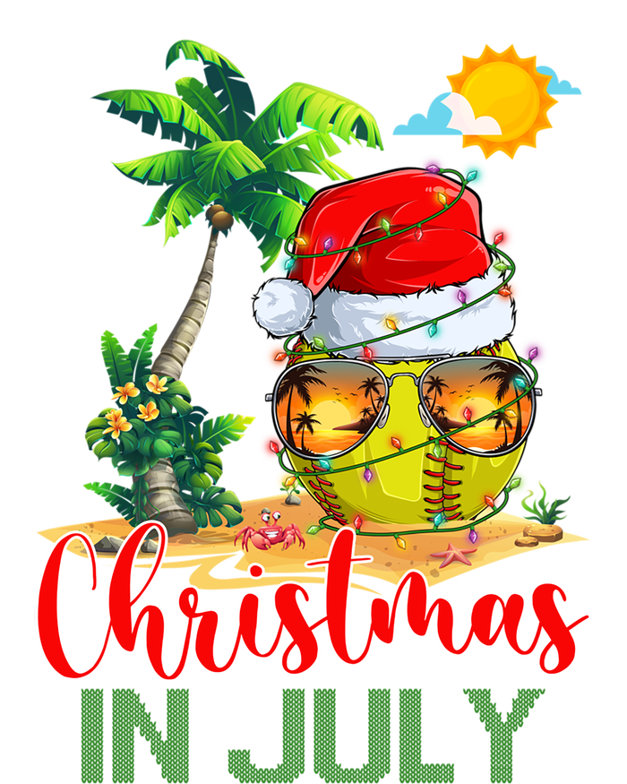 Santa Softball Ball Sunglasses Xmas Lights Christmas In July Great Gift Ladies Long Sleeve Shirt