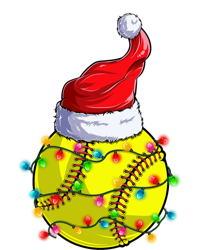 Softball Christmas Santa Hat Funny Softball Xmas Holiday Gift T-Shirt