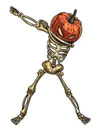 Funny Dabbing Skeleton Pumpkin Orange Lantern Print Gift Women's V-Neck T-Shirt