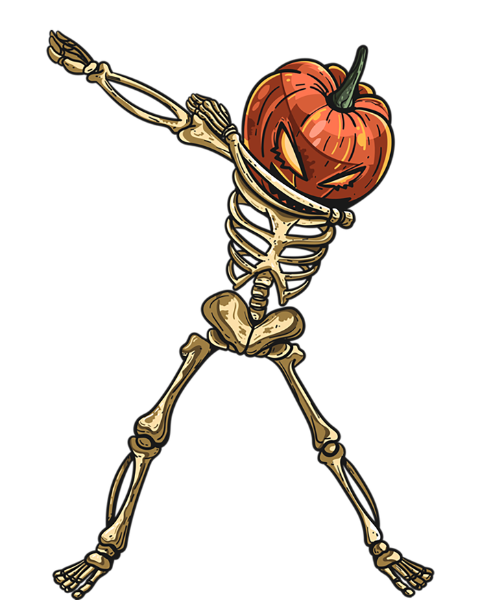 Funny Dabbing Skeleton Pumpkin Orange Lantern Print Gift Women's V-Neck T-Shirt