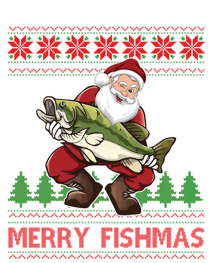 Merry Fishmas Santa Fishing Ugly Christmas Sweater Style Gift T-Shirt