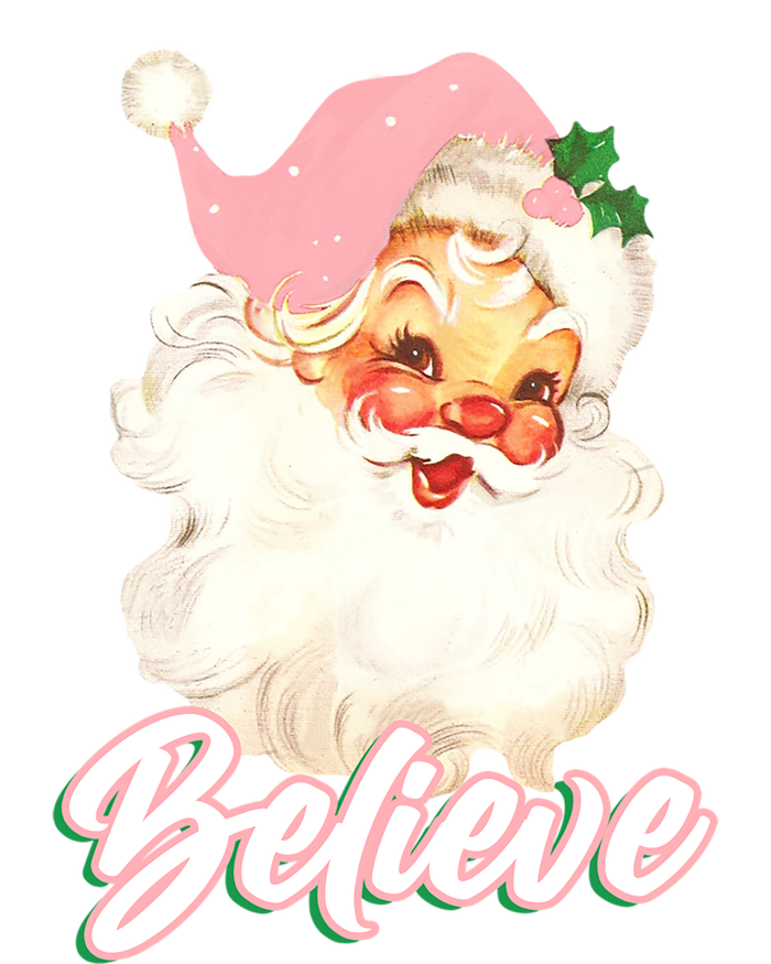 Vintage Pink Santa Claus Pink Christmas Believe Santa Gift T-Shirt