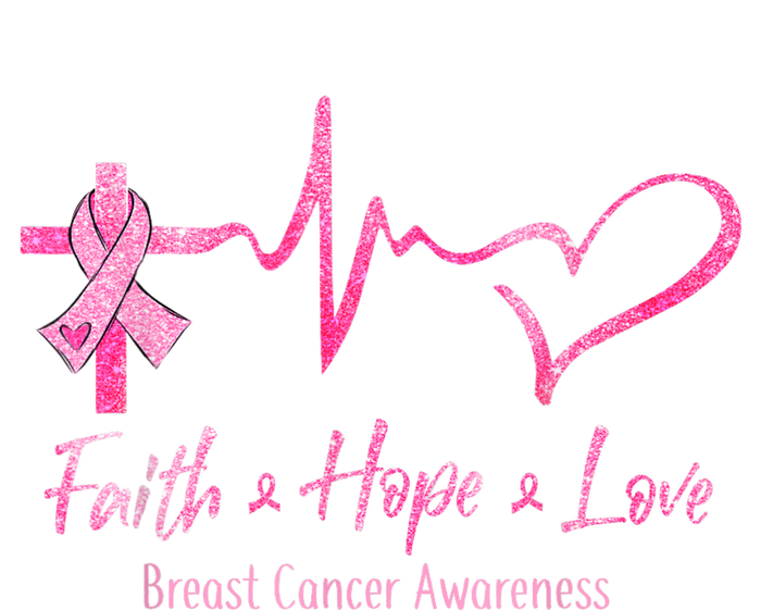 Faith Hope Love Breast Cancer Awareness Ribbon Heartbeat 16 in Basic Backpack