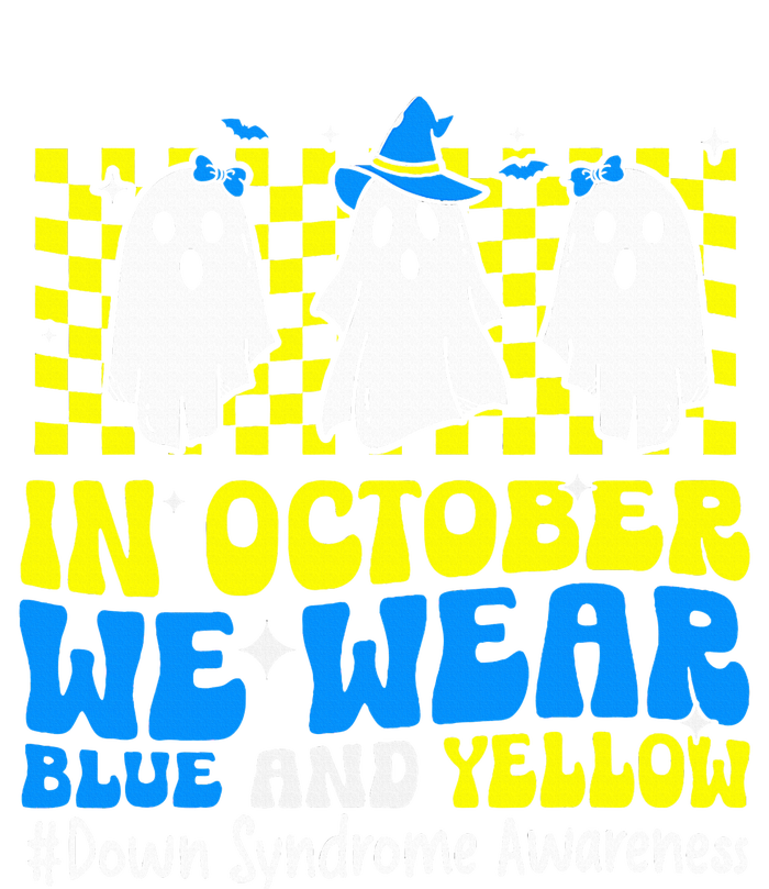 We Wear Yellow and Blue Funny Ghost Down Syndrome Awareness Kids Long Sleeve Shirt