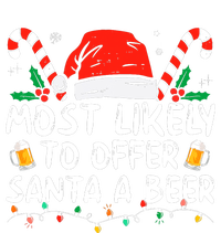 Most Likely To Offer Santa A Beer Funny Drinking Christmas Striped Beanie with Solid Band