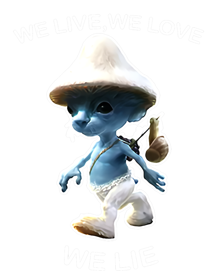 We Live We Love We Lie Funny Blue Mushroom Cat Trendy Meme Tie Dye Hoodie