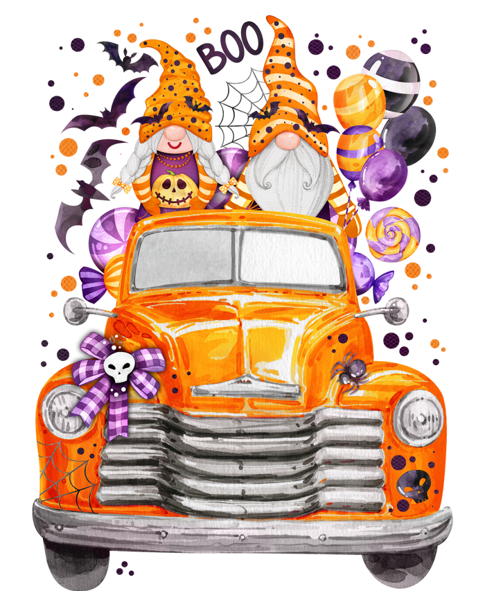 Gnome Halloween Boo Truck Garment-Dyed Sweatshirt