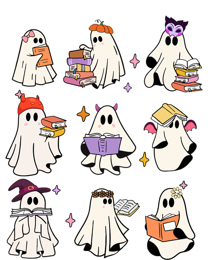 Ghost Reading Book Cute Teacher Halloween Ghost Book Lover Gift Valucap Bio-Washed Visor