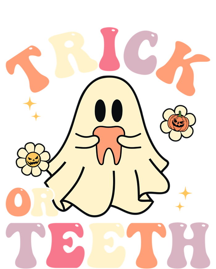 Groovy Trick Or Teeth Funny Dental Halloween Dentist Costume Gift Full-Length Apron With Pockets