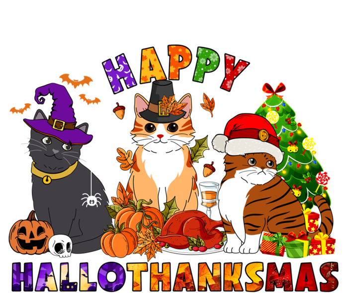 Cat Halloween Christmas Happy Hallothanksmas Thanksgiving Gift T-Shirt