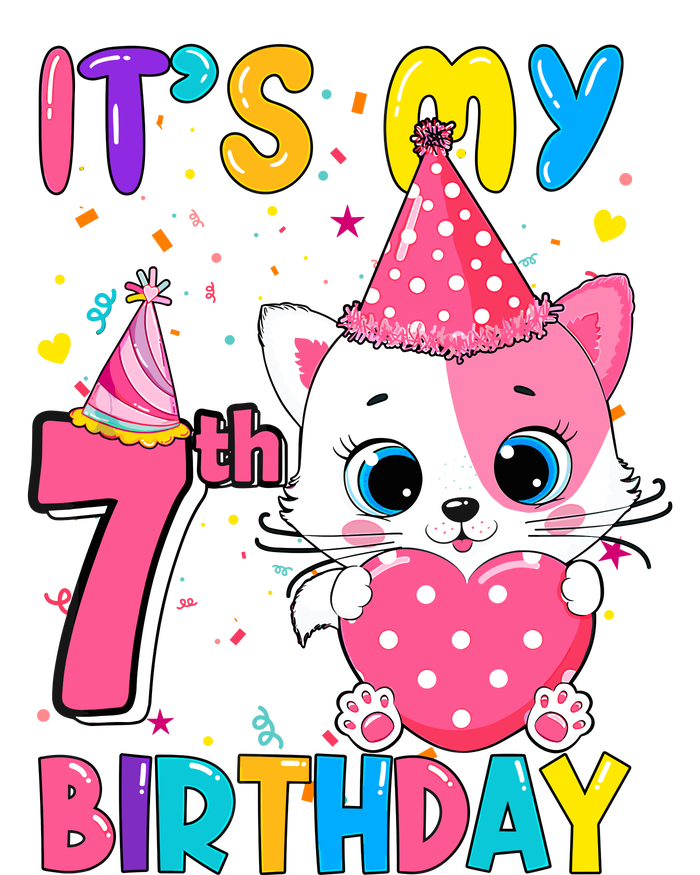 ItS My 7th Birthday Girl Funny Cat Birthday 7 Year Old T-Shirt