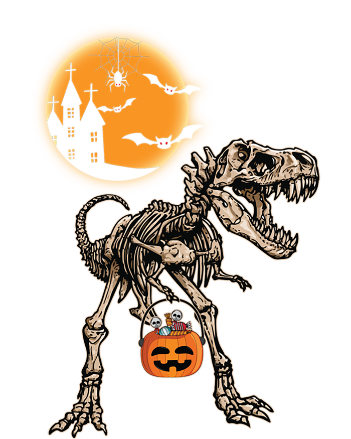 Halloween Dinosaur Skeleton T Rex Scary Pumpkin Moon Great Gift T-Shirt