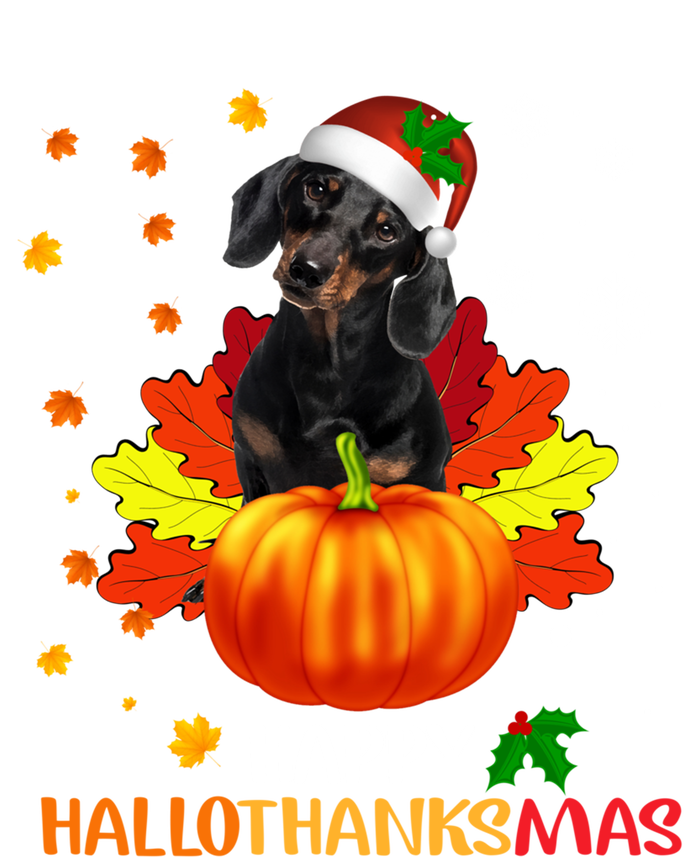 Dachshund Halloween And Merry Christmas Happy Hallothanksmas Gift Striped Beanie with Solid Band