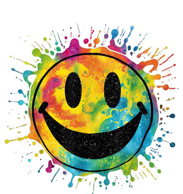 Retro Happy Face Rainbow Tiedye Splatter – 70s Peace Smile Sweatshirt