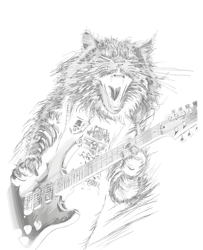 Rock Cat Playing Guitar Funny Guitar Cat Kids T-Shirt