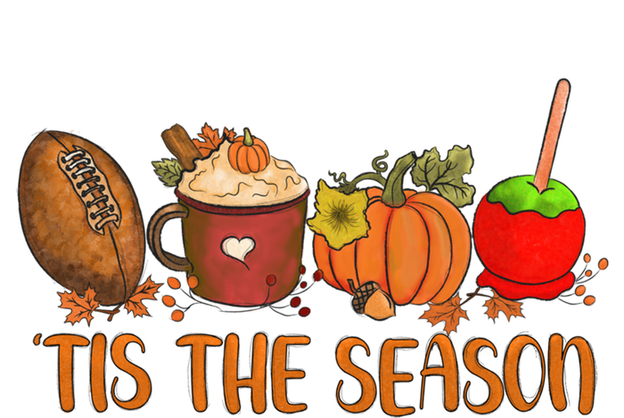 Tis The Season Pumpkin Leaf Latte Fall Thanksgiving Football Gift T-Shirt