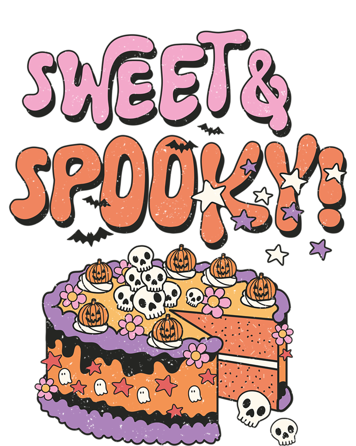 Sweet And Spooky Skulls Pumpkins Retro Groovy Halloween Cake Gift T-Shirt