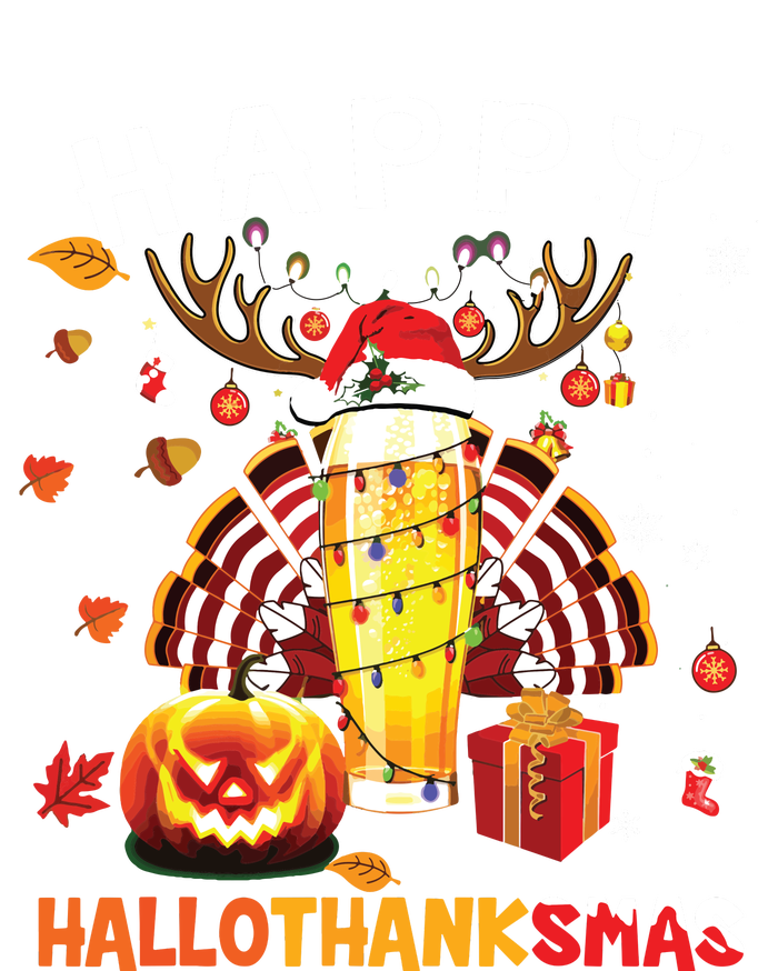 Beer Halloween And Merry Christmas Happy Hallothanksmas T-Shirt