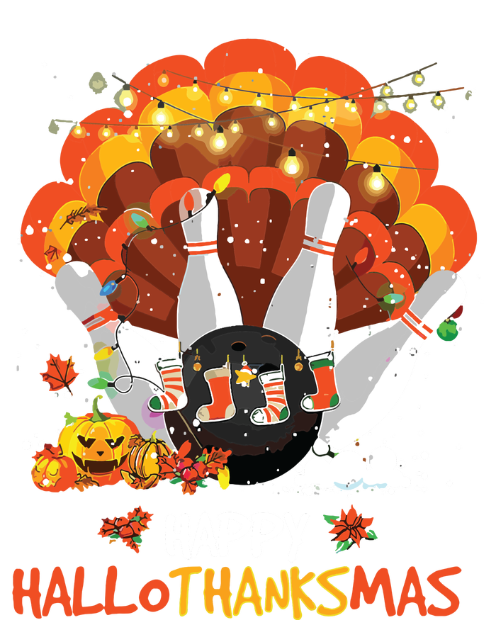 Bowling Halloween And Merry Christmas Happy Hallothanksmas Women's Strappy Tank