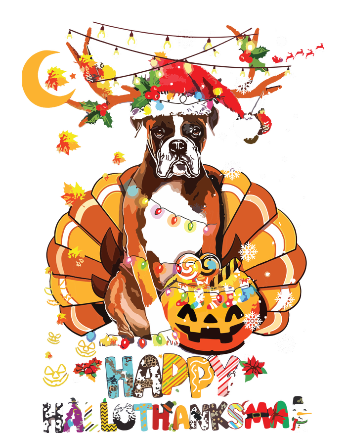 Boxer Dog Happy Hallothanksmas Halloween Thanksgiving Funny Softstyle Adult Sport Polo