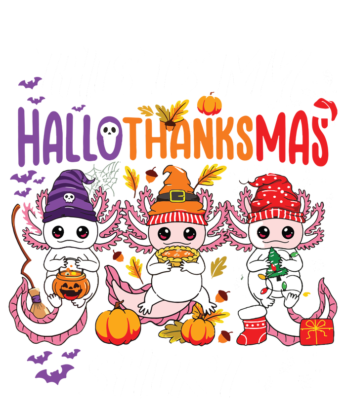 Cute Axolotl Hallothanksmas Halloween Thanksgiving Christmas Cooling Performance Crew T-Shirt