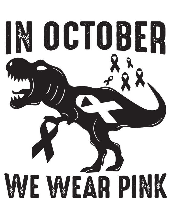 In October We Wear Pink Breast Cancer Awareness Dinosaur T-Shirt