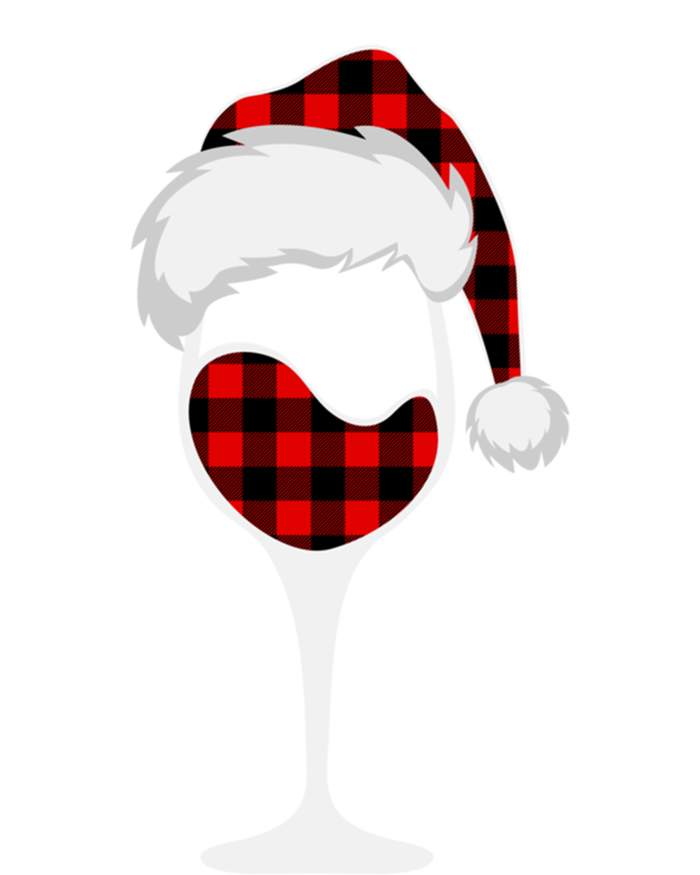 Buffalo Plaid Christmas Wine Glass With Santa Hat Funny Gift T-Shirt